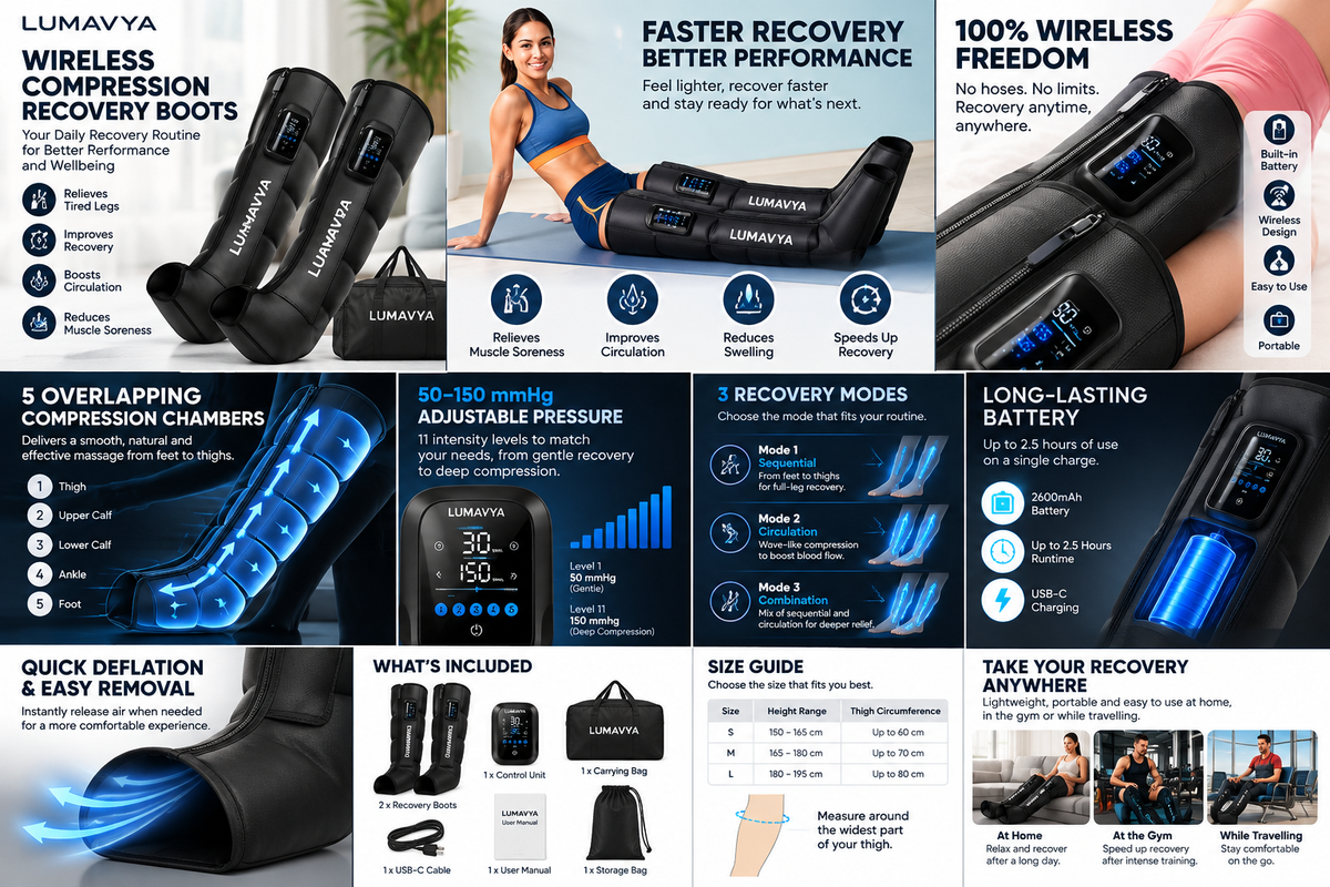 Lumavya wireless compression recovery boots features
